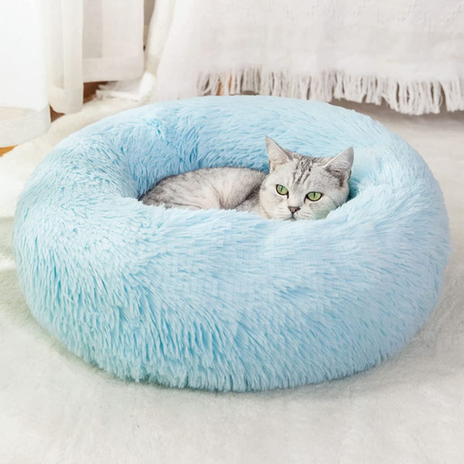 Washable Round Pet Bed – 20” Cat Bed for Indoor Cats & Small to Medium Dogs, Slip-Resistant