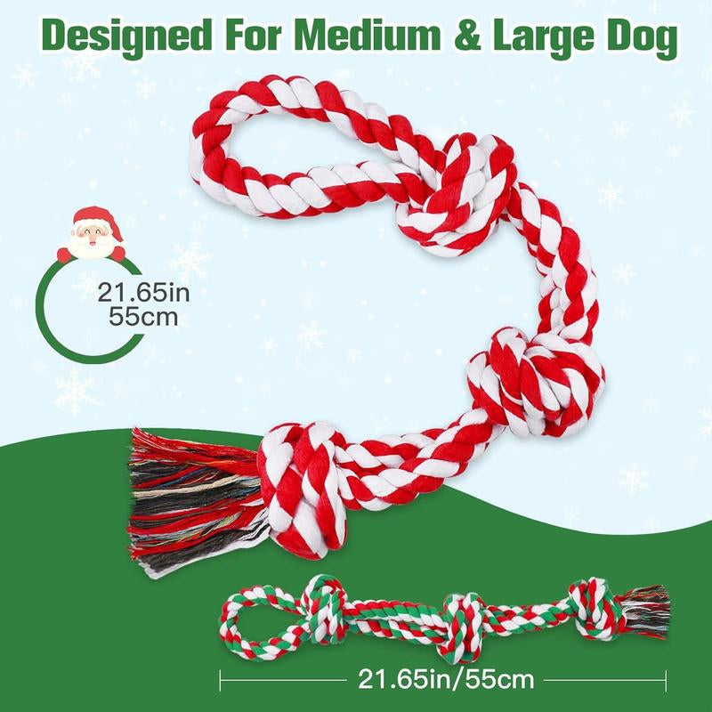 UPSKY Christmas Dog Rope Toys ,Dental Cleaning Chew Toys, Dog Tug Toy for Boredom, Dog Rope Toys for Medium Large Pet - Majestic Dog & Cat Pet Boutique