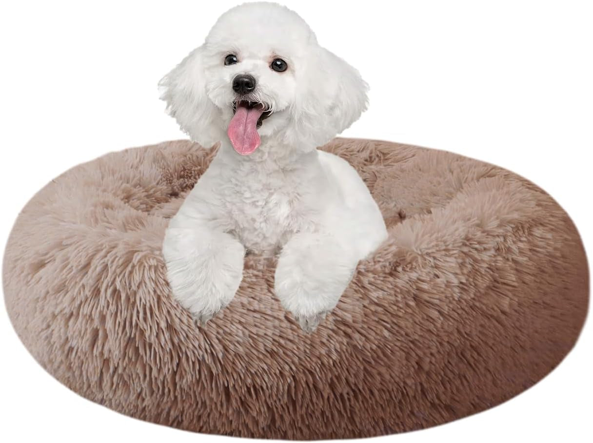 Washable Round Pet Bed – 20” Cat Bed & Small to Medium Dog Bed, Slip-Resistant - Majestic Dog & Cat Pet Boutique