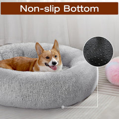 Dog & Cat Bed, Calming Anti-Anxiety Pet Bed for Small Dogs, Fluffy Donut Cushion for Small and Medium Pets (20")