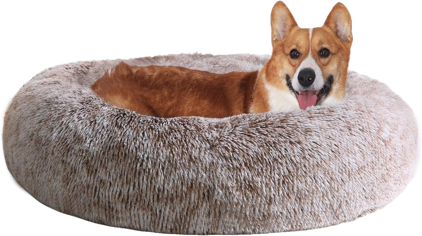 Dog & Cat Bed, Calming Anti-Anxiety Pet Bed for Small Dogs, Fluffy Donut Cushion for Small and Medium Pets (20")